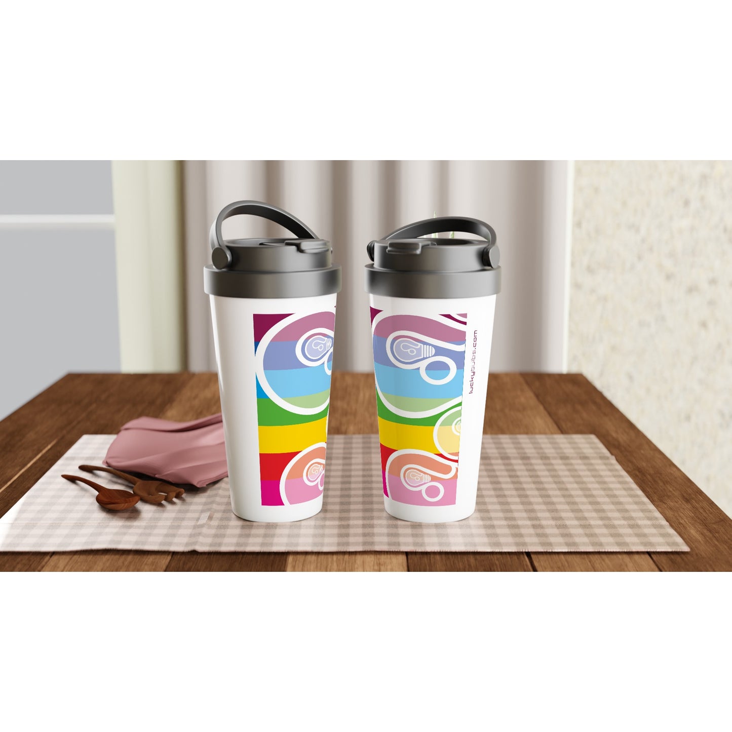 Rainbow Bulbs - MAT - travel mug