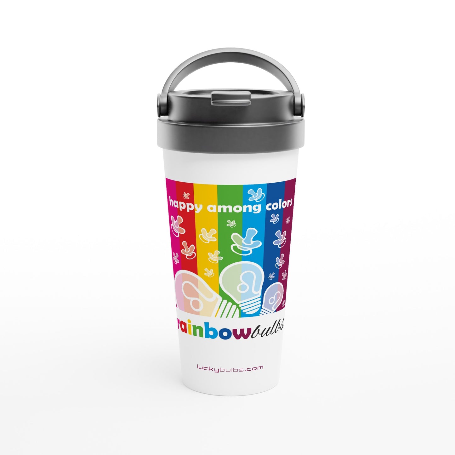 Rainbow Bulbs Baby - THEME - HAPPY - travel mug