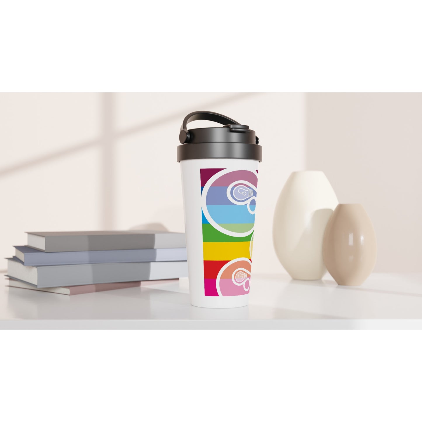 Rainbow Bulbs - MAT - travel mug