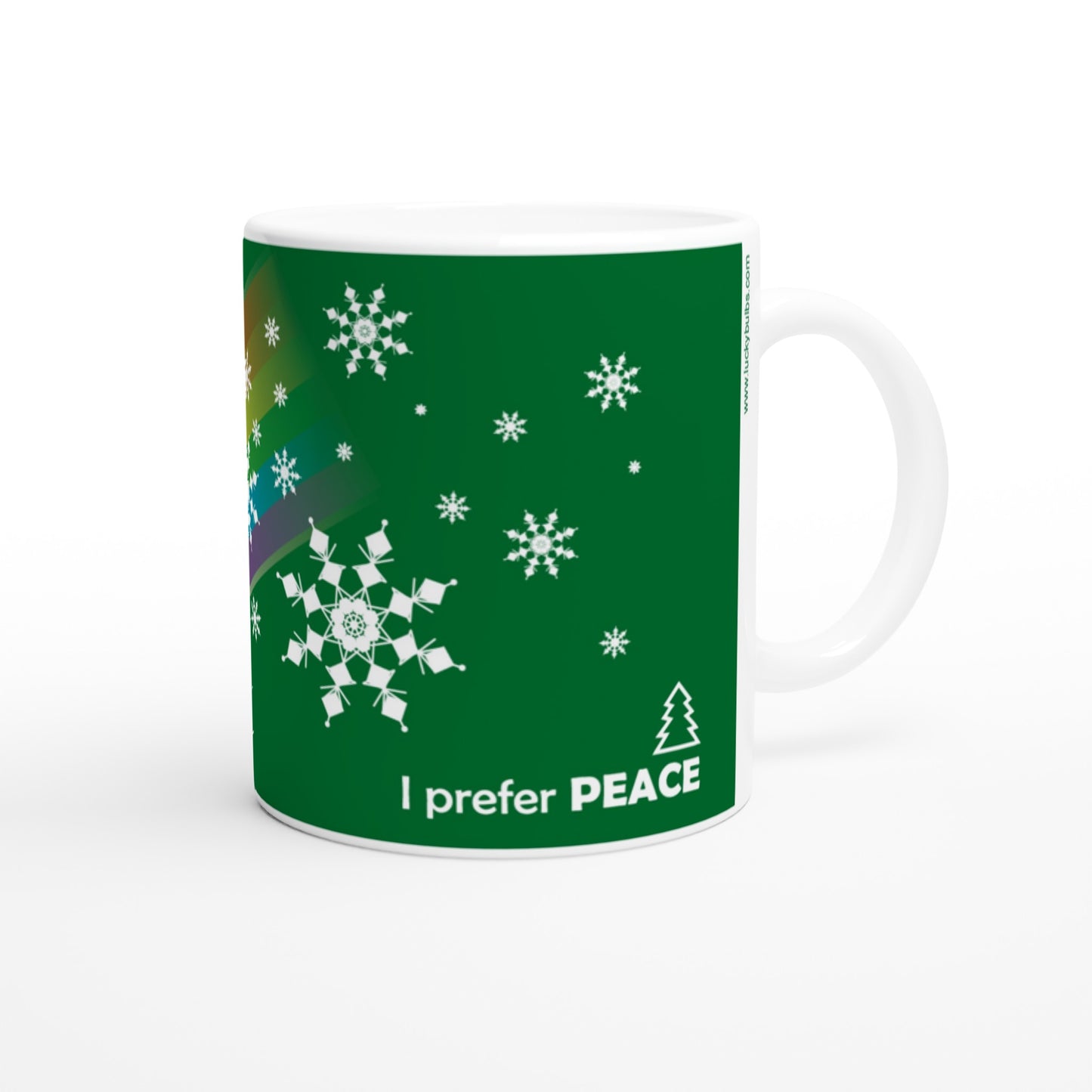 I prefer PEACE - Christmas Bulb - Green - Ceramic Mug