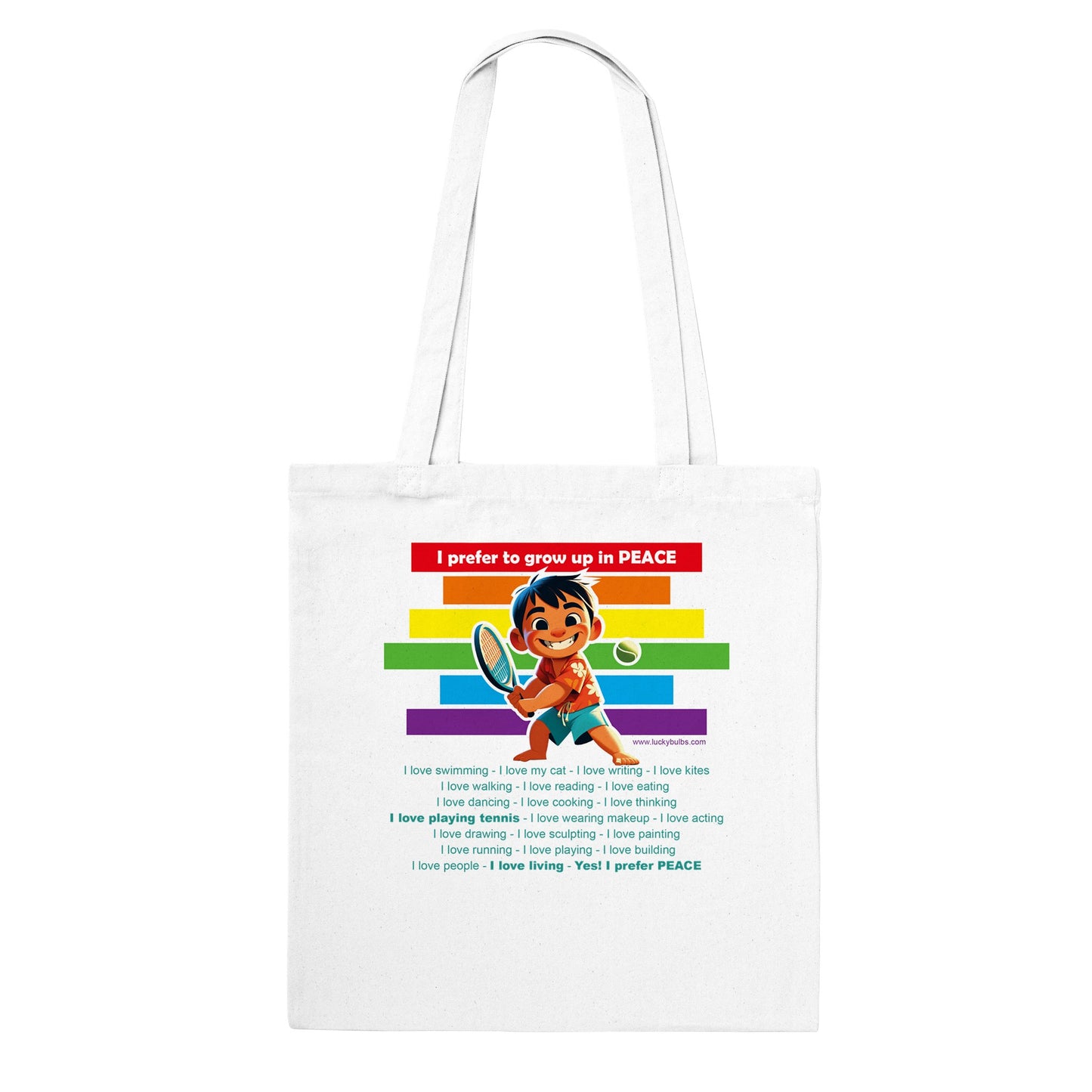 I prefer Grow Up in PEACE - Tennis 1 AI - Tote bag classica