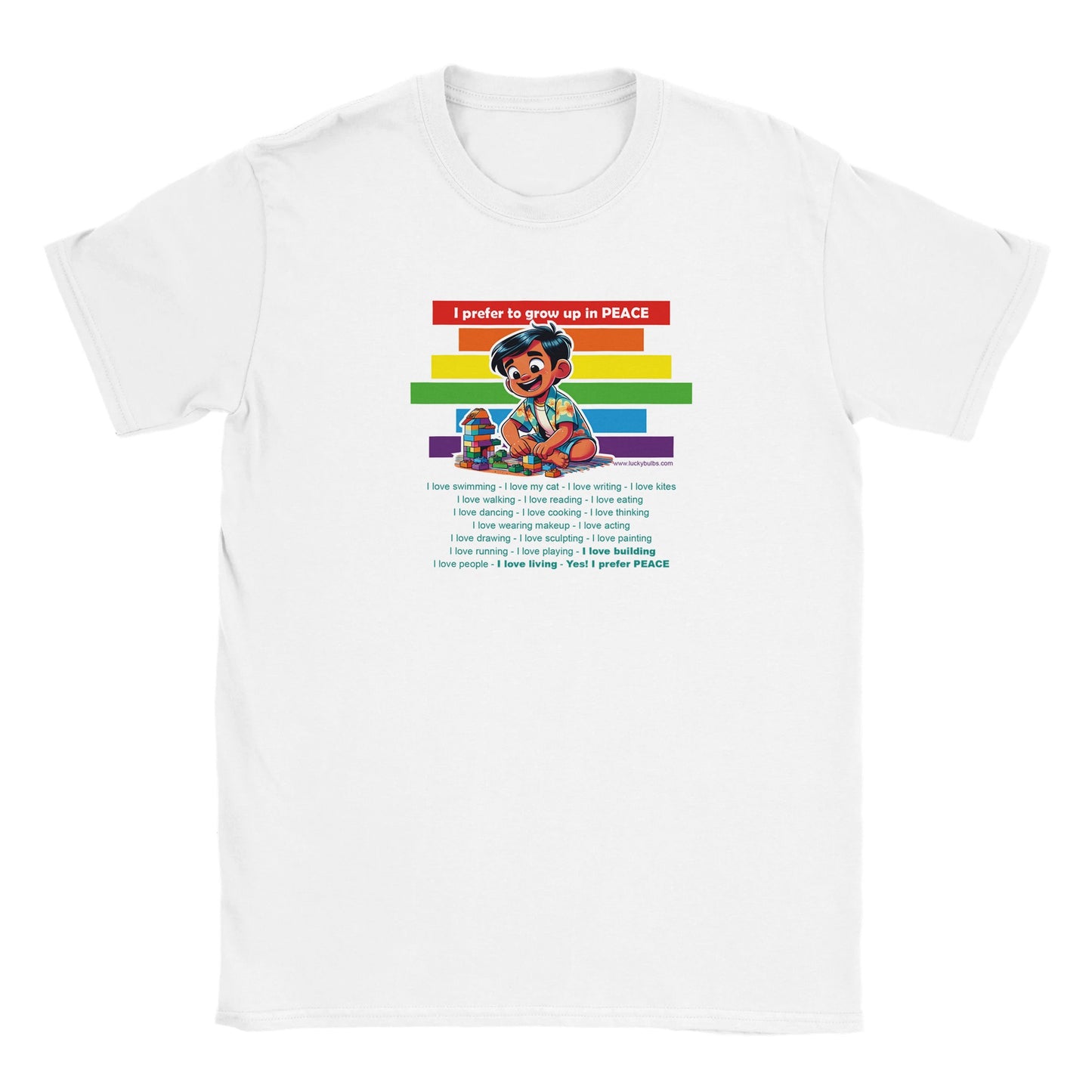 I prefer Grow Up in PEACE - Build 1 AI - T-shirt - Kid - White