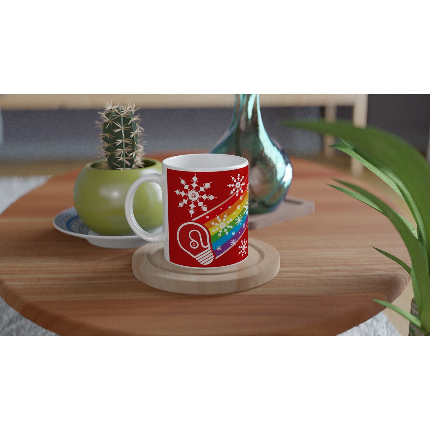 I prefer PEACE - Christmas Bulb - Red - Ceramic Mug