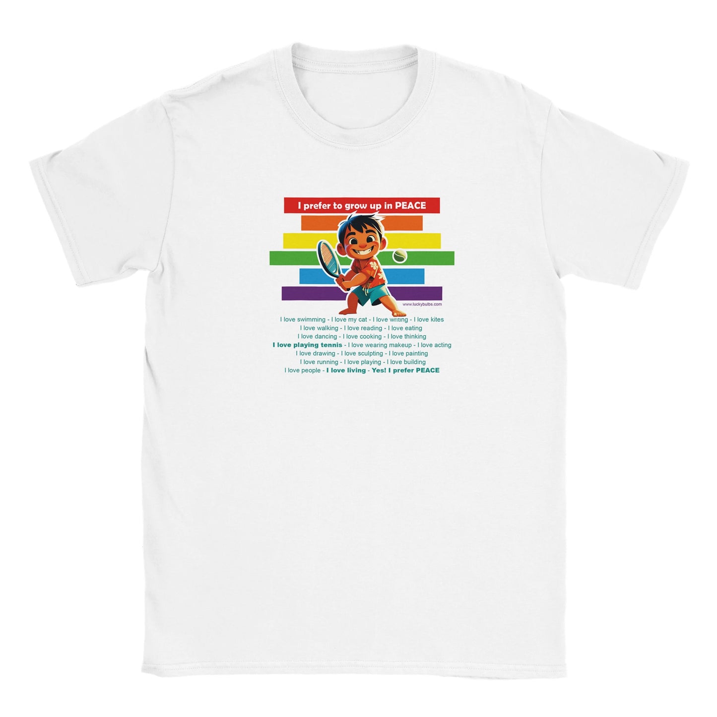 I prefer Grow Up in PEACE - Tennis 1 AI - T-shirt - Kid