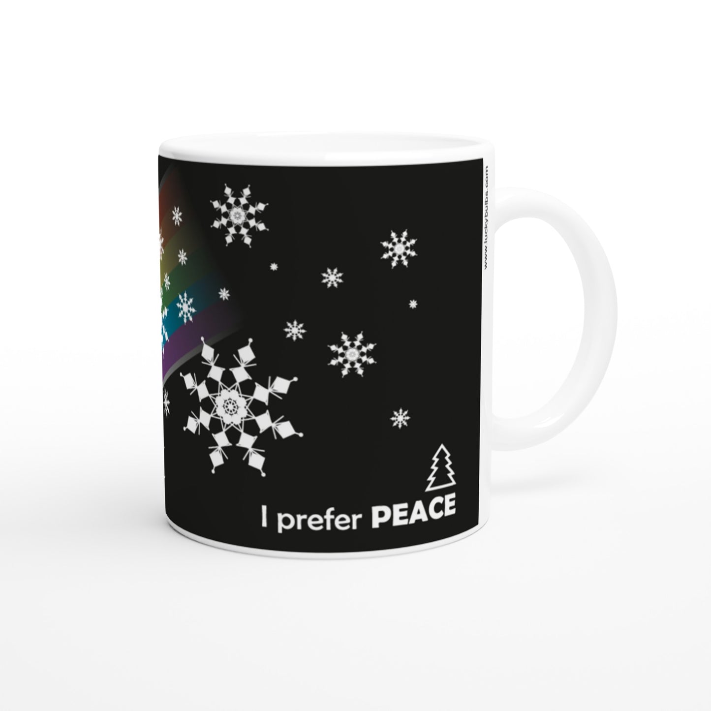 I prefer PEACE - Christmas Bulb - Black - Ceramic Mug