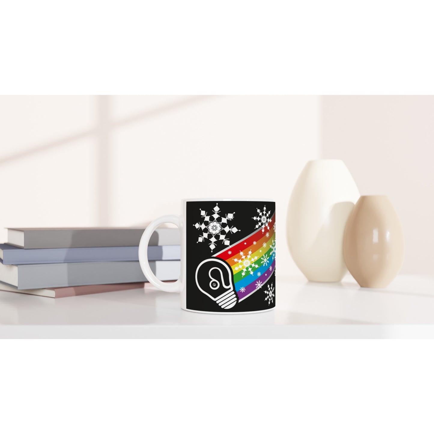 I prefer PEACE - Christmas Bulb - Black - Ceramic Mug