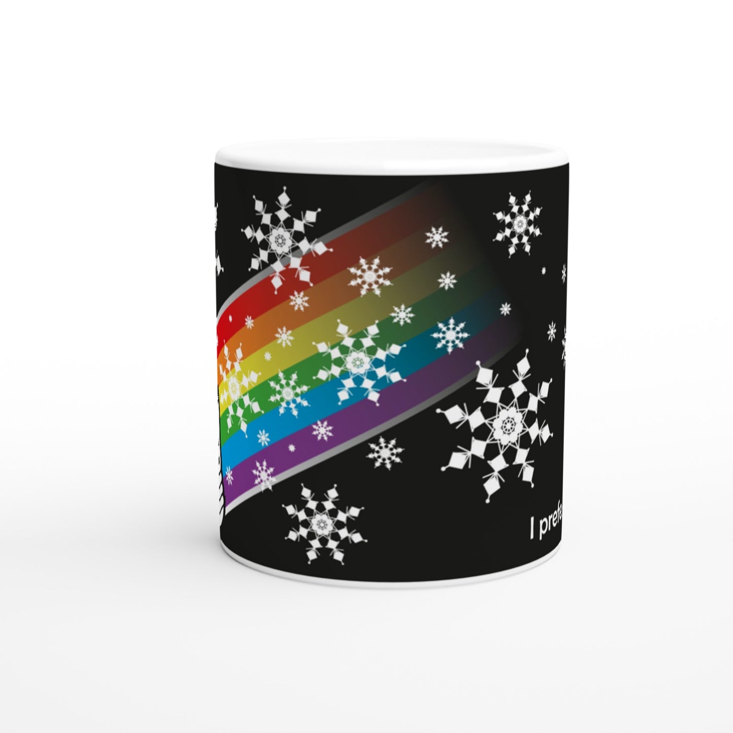 I prefer PEACE - Christmas Bulb - Black - Ceramic Mug