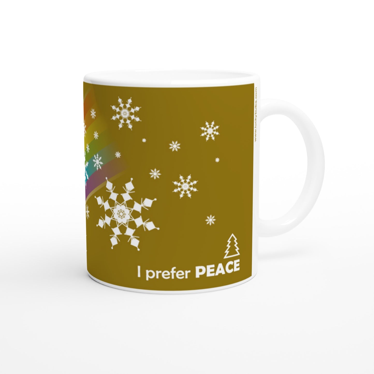 I prefer PEACE - Christmas Bulb - Gold - Ceramic Mug