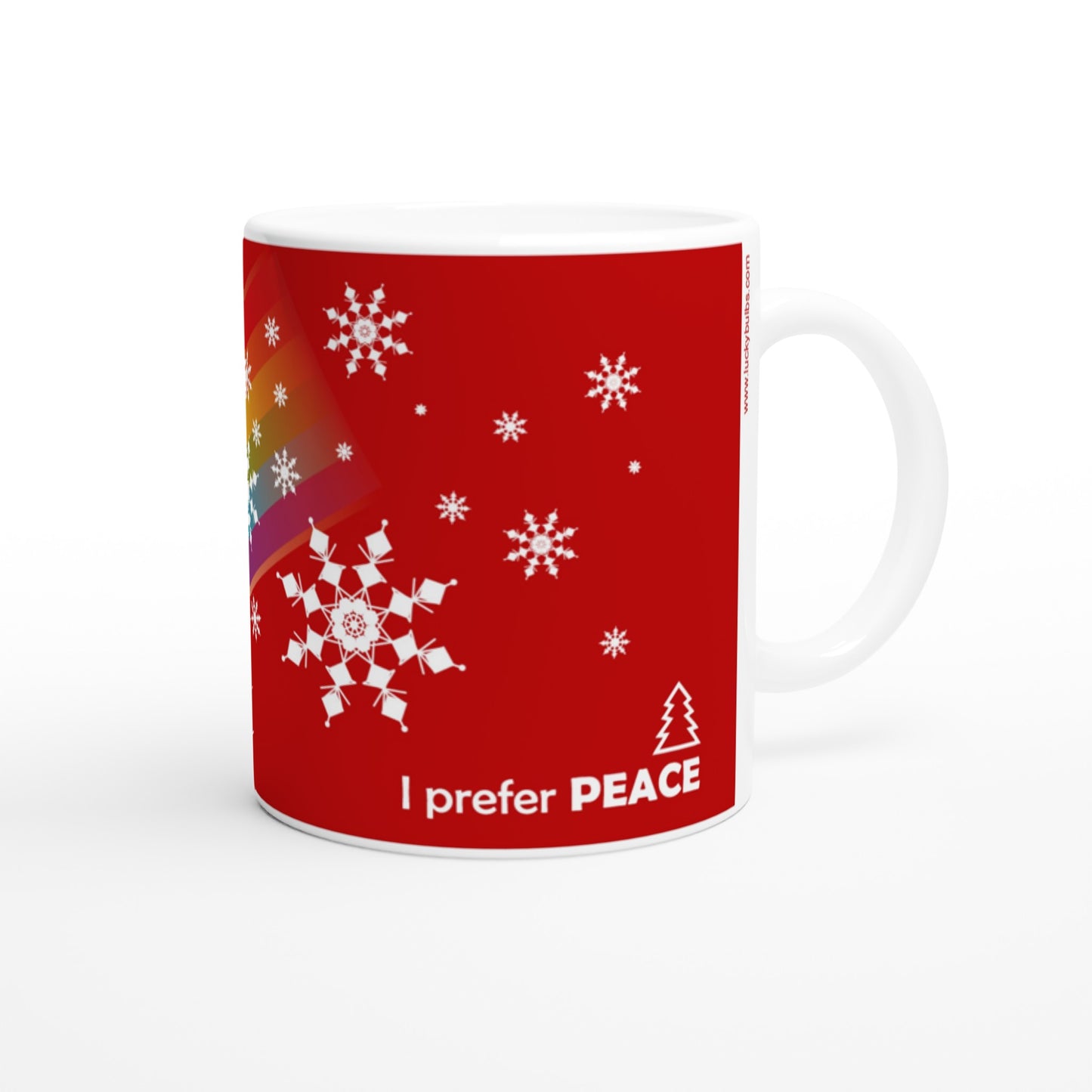 I prefer PEACE - Christmas Bulb - Red - Ceramic Mug