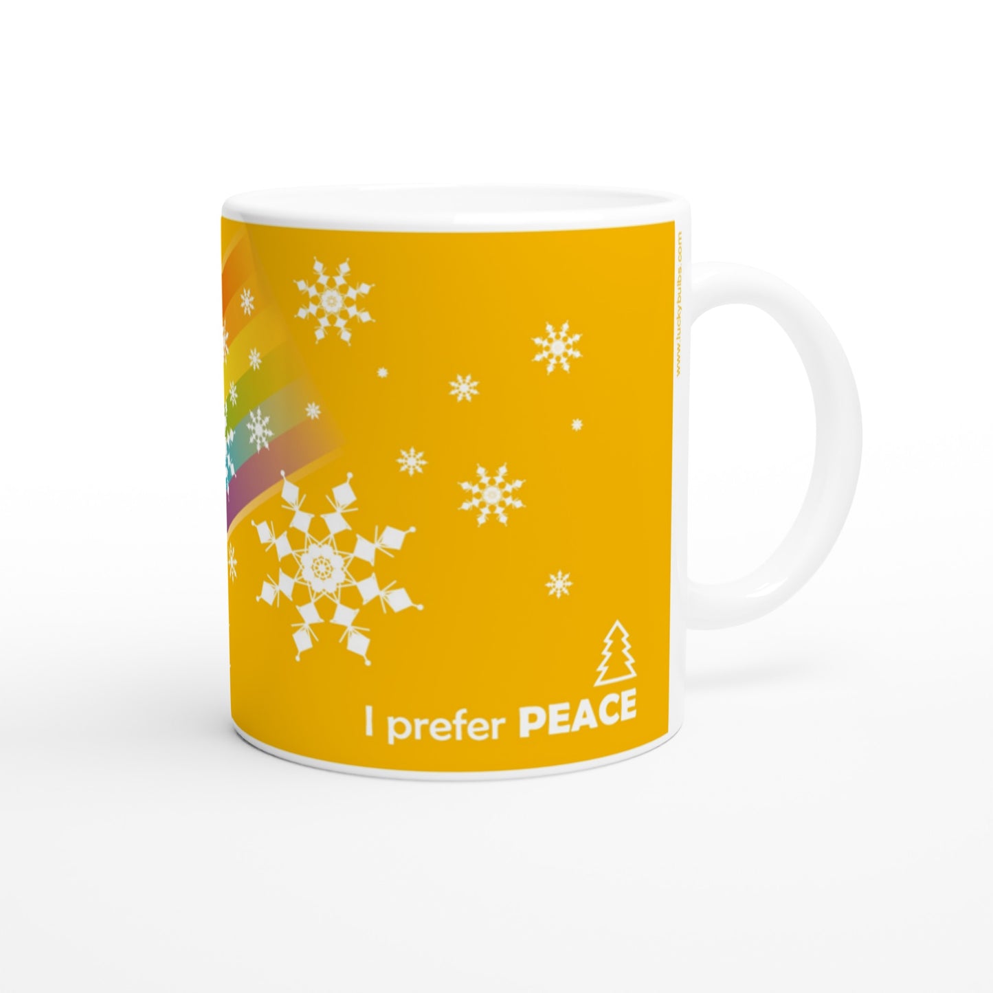 I prefer PEACE - Christmas Bulb - Yellow - Ceramic Mug