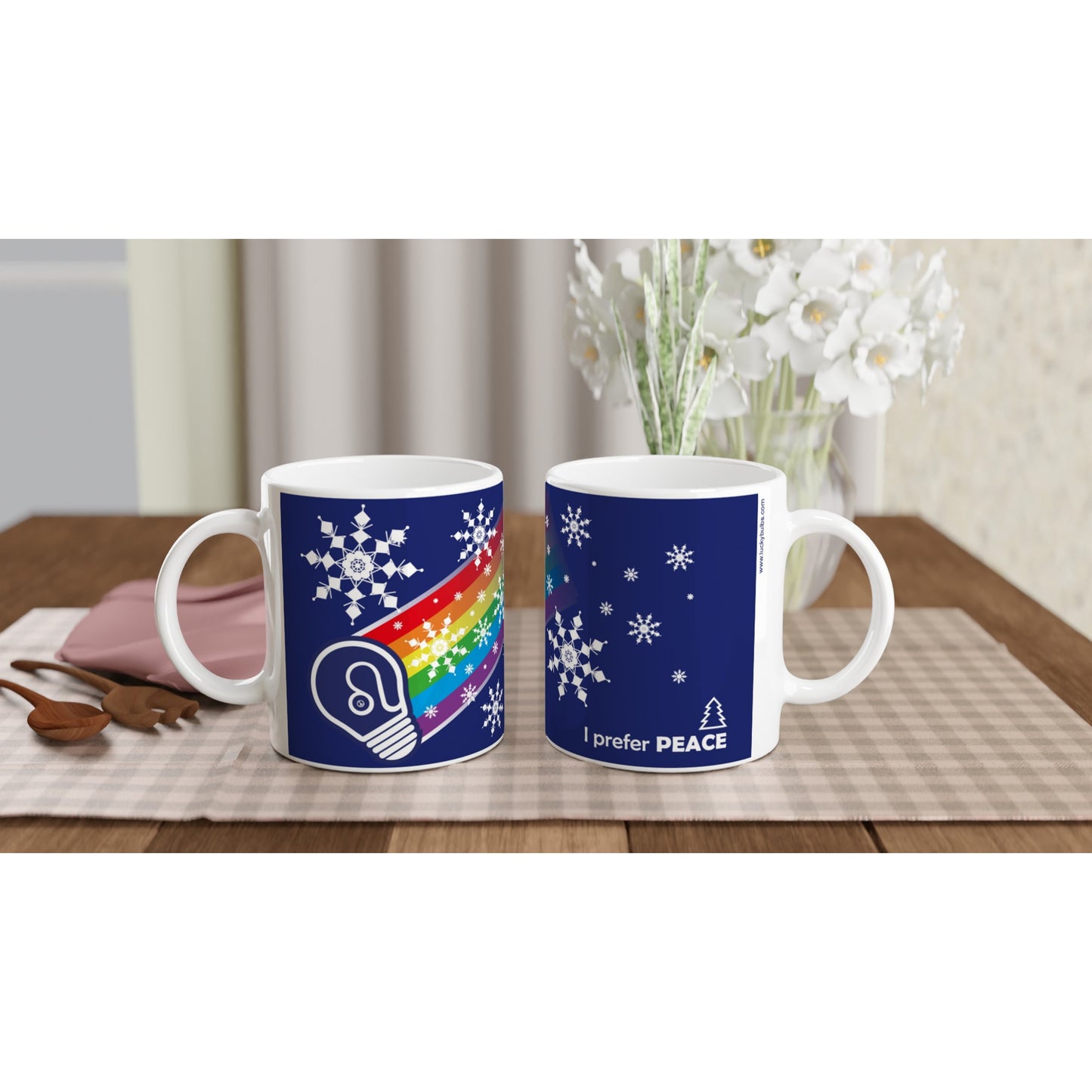 I prefer PEACE - Christmas Bulb - Blu - Ceramic Mug