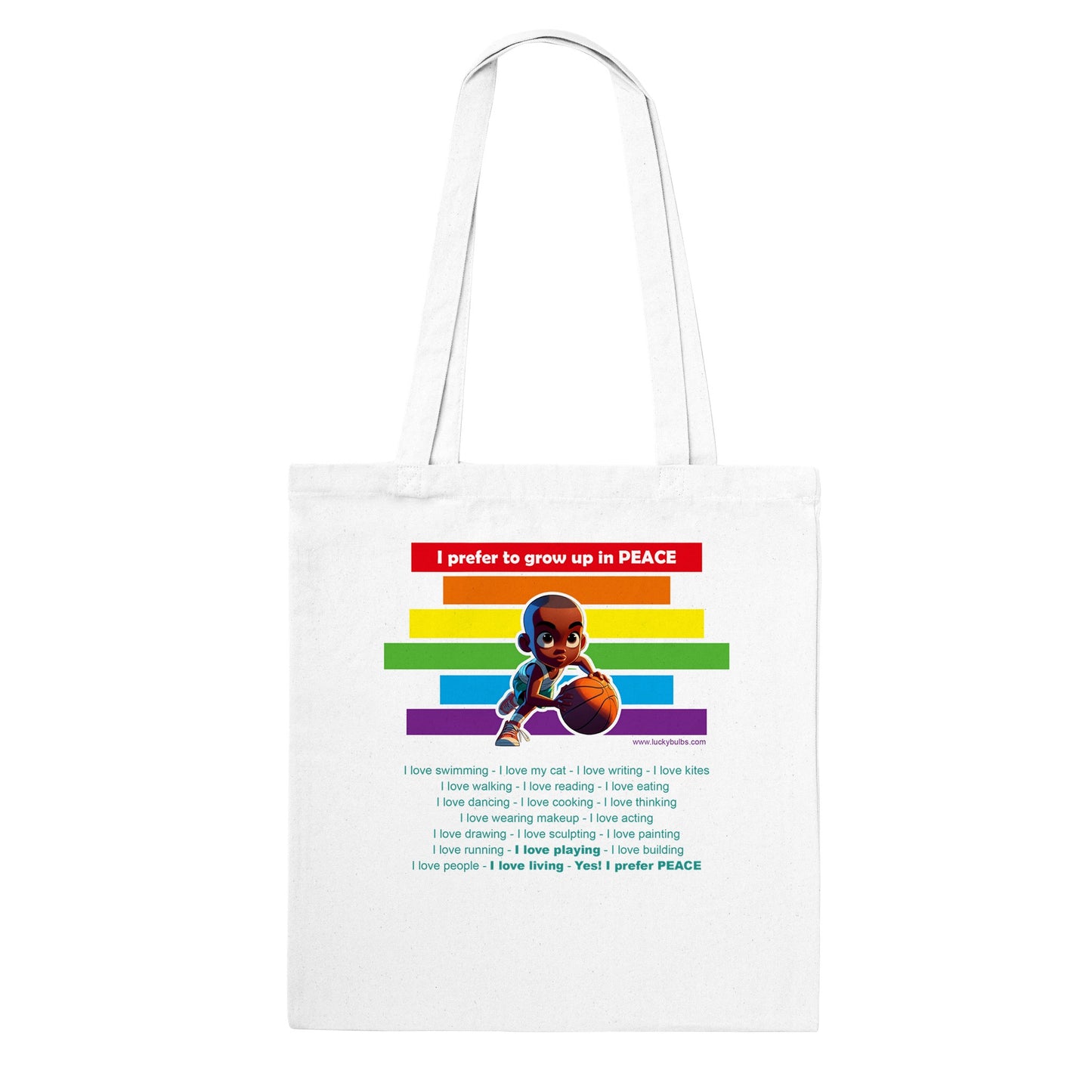 I prefer Grow Up in PEACE - Basketball 1 AI - Tote bag classica