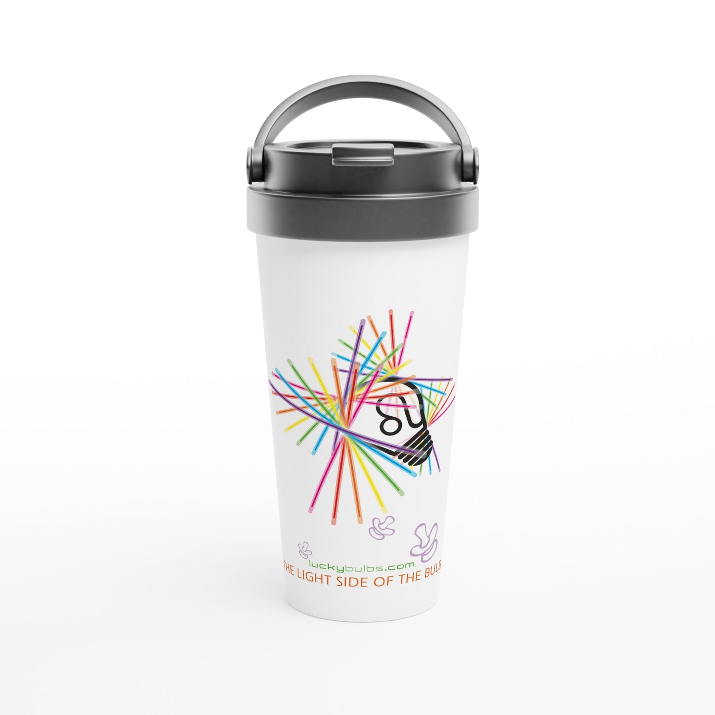 The light side of the Bulb - 1 - HAPPY - travel mug