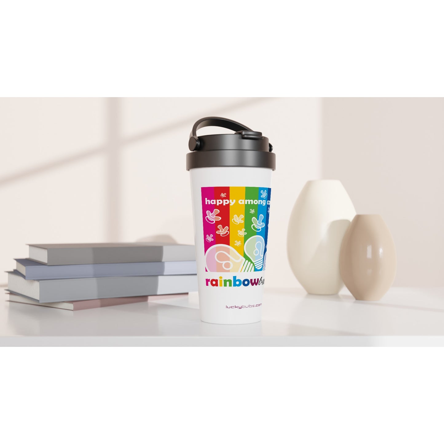 Rainbow Bulbs - TEMA - HAPPY - travel mug