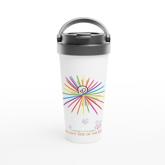 The light side of the Bulb - 3 - HAPPY - travel mug