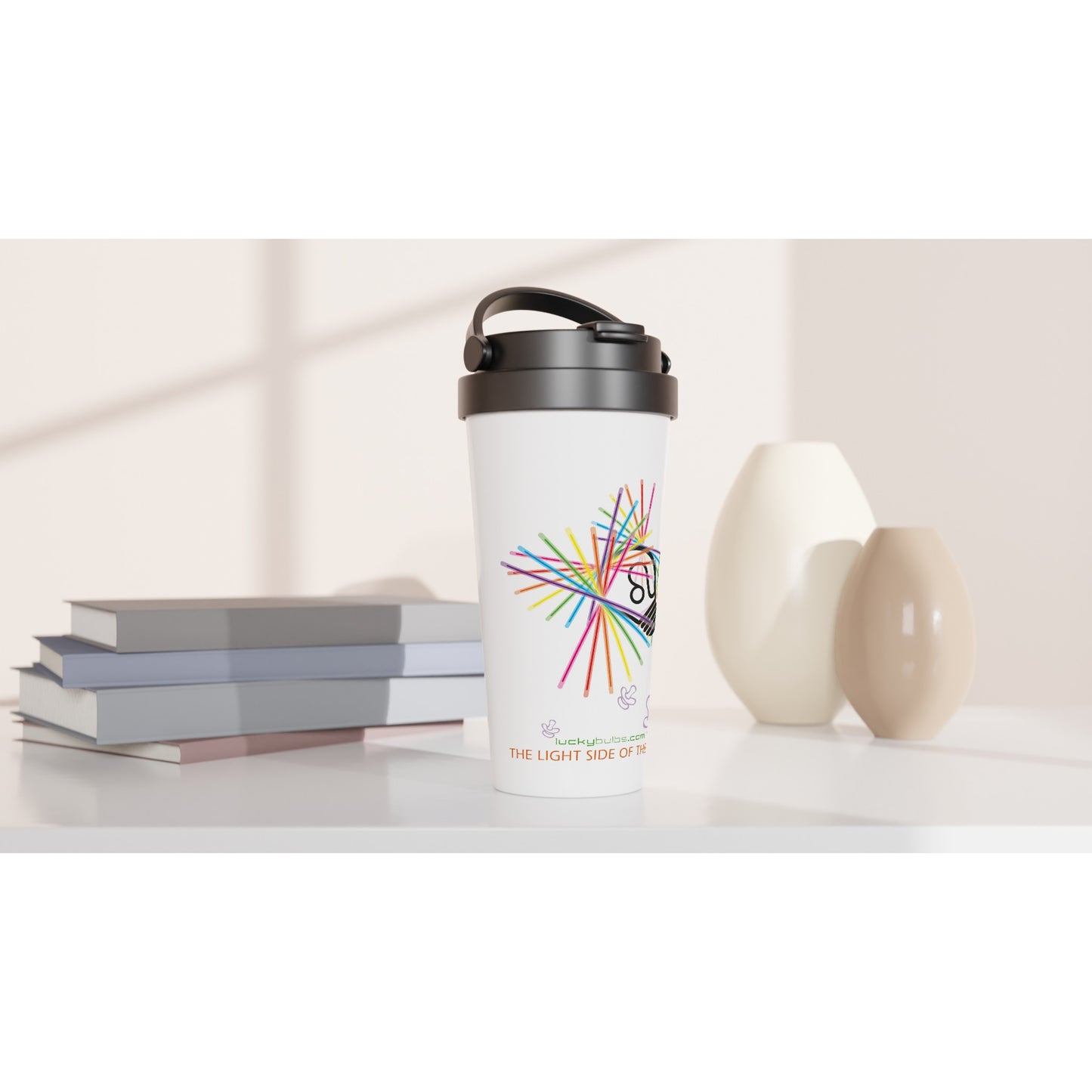 The light side of the Bulb - 1 - HAPPY - travel mug