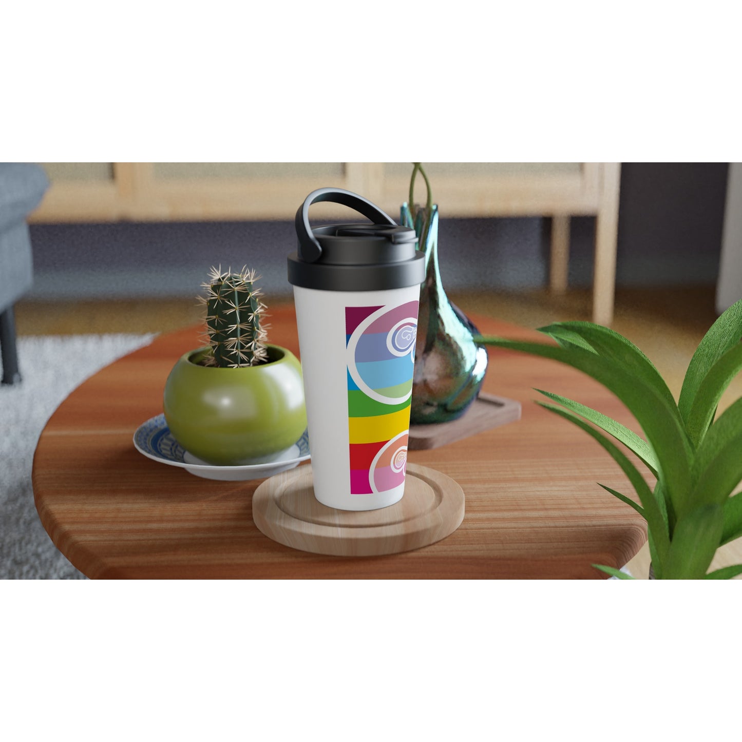 Rainbow Bulbs - MAT -  travel mug