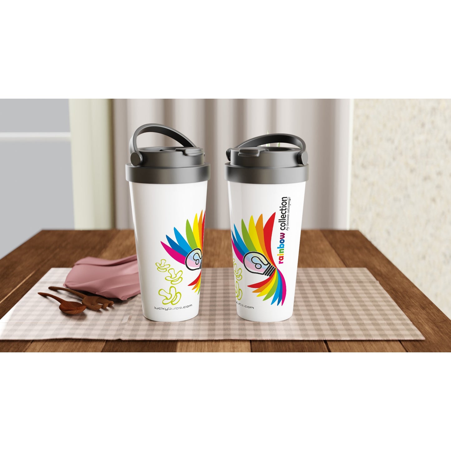 Rainbow Bulbs - Collection - Happy - travel mug